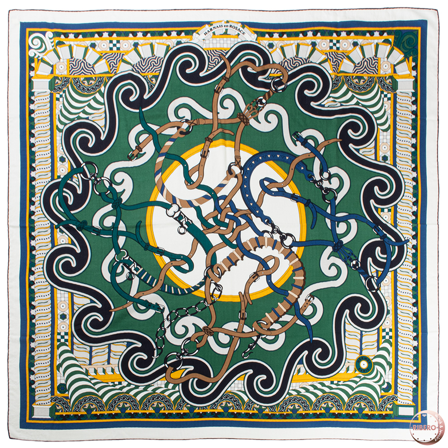 エルメス カレジェアン Harnais en Rosace ハーネスの薔薇窓 243853S 20 スカーフ カレ140　カシシル　ストール　ショール 