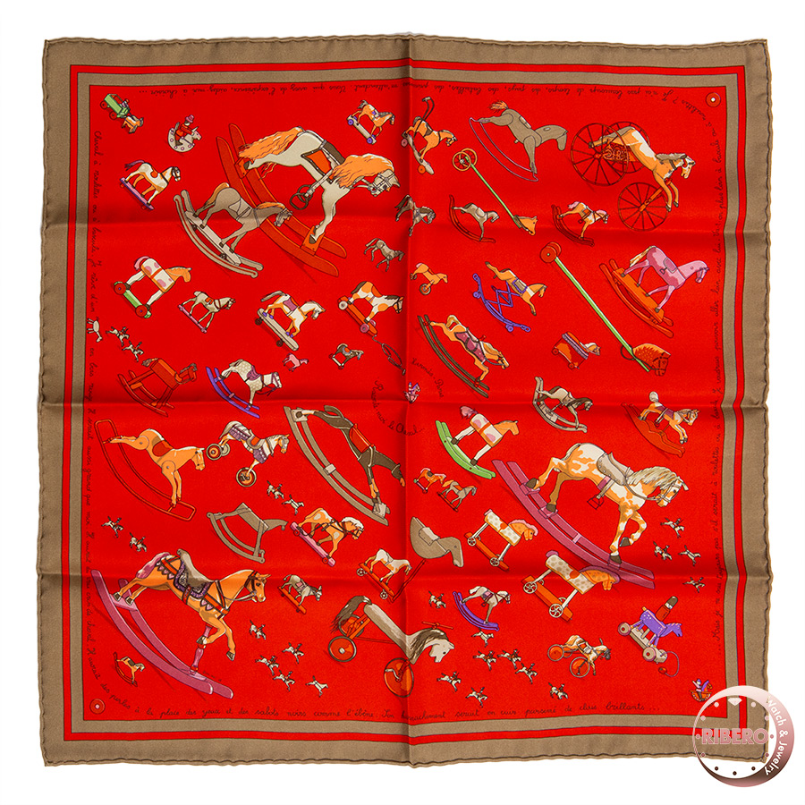 エルメス ガヴロッシュ　Raconte moi le cheval お馬の話をして スカーフ カレ45