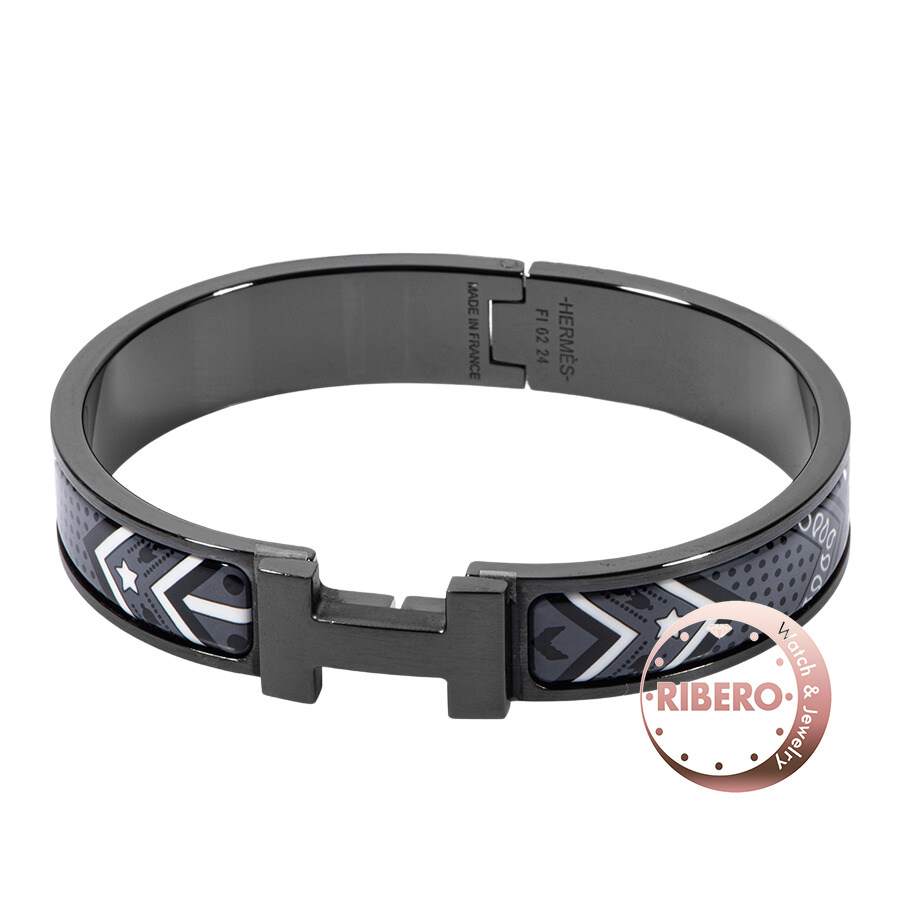 エルメス エナメル ブレスレット クリックHH バンダナ ソー・ブラック ブレスレット