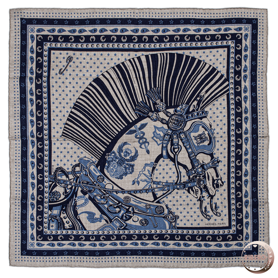 エルメス カレ65 Cheval Punk Bandana シュヴァル パンク バンダナ H284135T 01 スカーフ 2024SS