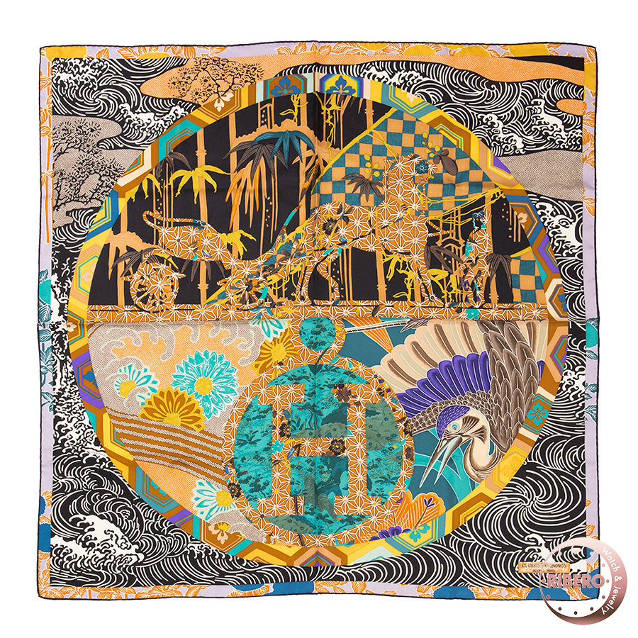 エルメス カレ90 Ex-Libris KIMONOS キモノ エクスリブリス 002630S スカーフ