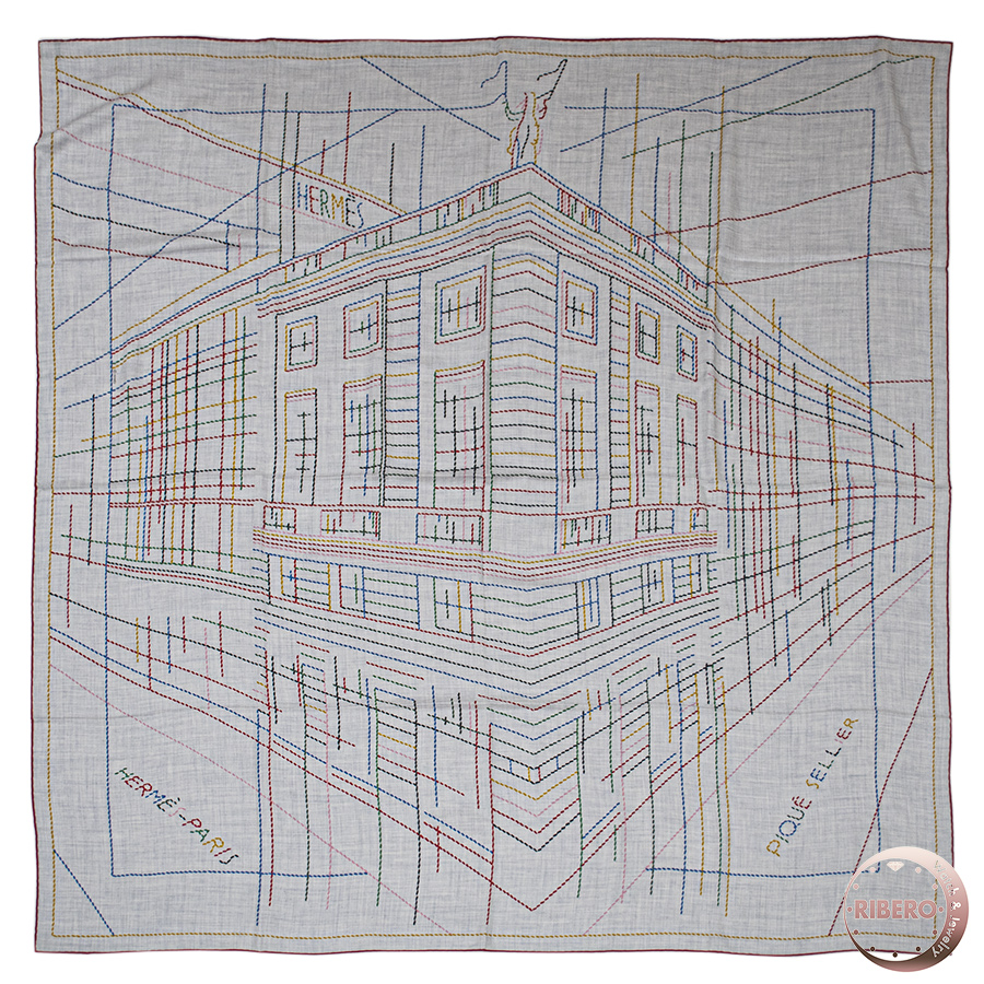 エルメス カレジェアン Pique Sellier ピケ セリエ 242500S 12 スカーフ ショール ストール カレ140 カシシル 2024SS