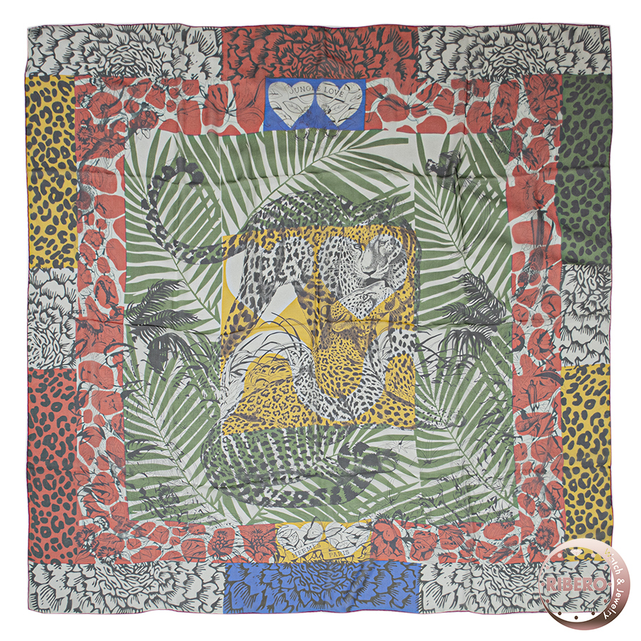 エルメス カレジェアン Jungle Love au Tampon スタンプのジャングル・ラブ 343946S 06 スカーフ 2023SS　カレ140