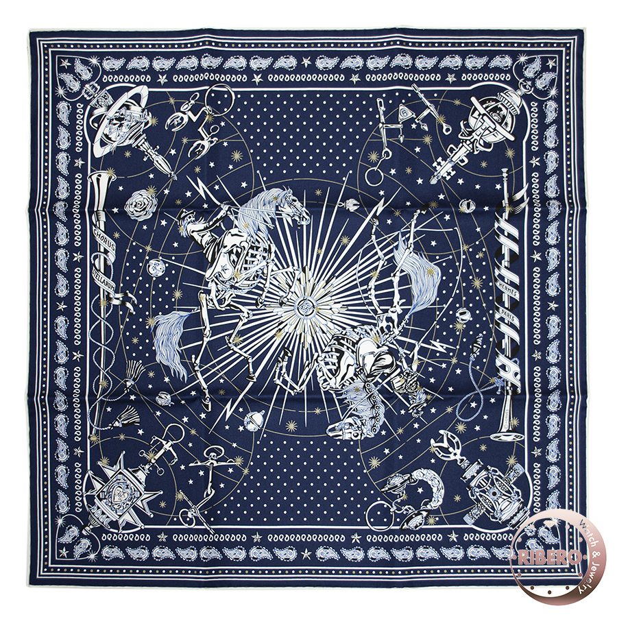 エルメス Chorus Stellarum Bandana　シルクバンダナ 55　コーラス・ステラルム 044044S 02 スカーフ カレ55