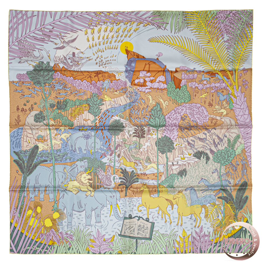 エルメス カレ90 Le Carnaval des Animaux 動物の謝肉祭 003953S 06 スカーフ 2023SS