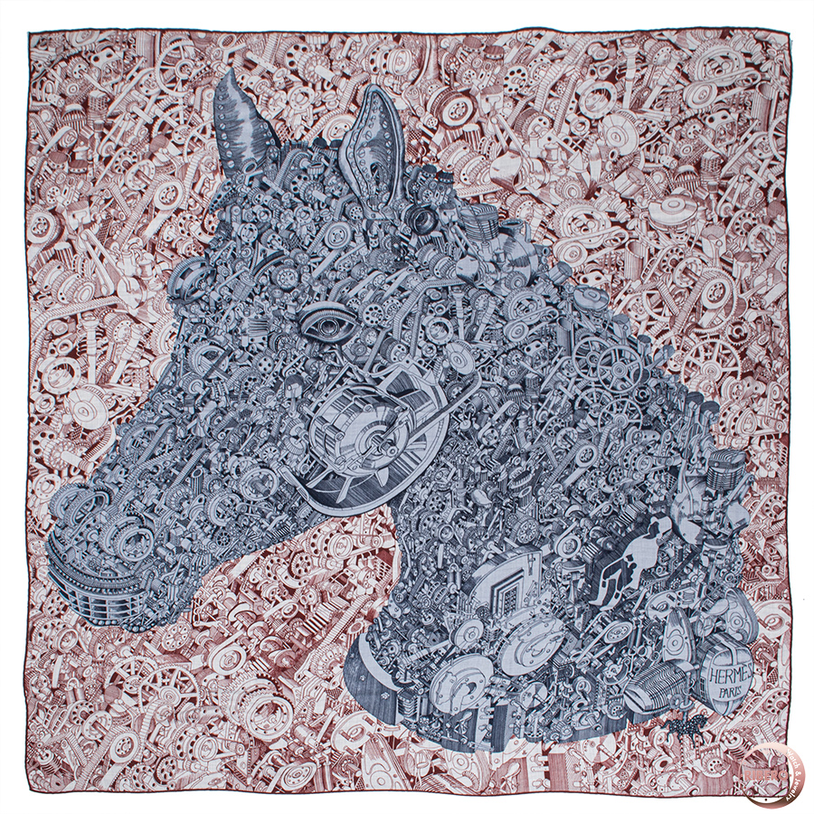 エルメス カレジェアン Des Chevaux Sous le Capot スカーフ カレ140　カシシル　ストール　ショール 