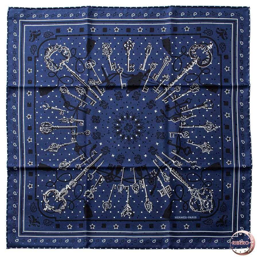 エルメス カレ55 Les Cles Bandana レ・クレ・バンダナ 043984S 07 スカーフ