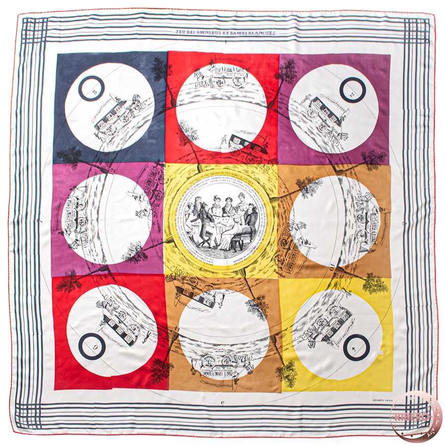 エルメス Jeu des Omnibus et Dames Blanches au Tampon オムニバスと白い貴婦人のゲーム 673494S 08 スカーフ カレ140 ショール ストール 