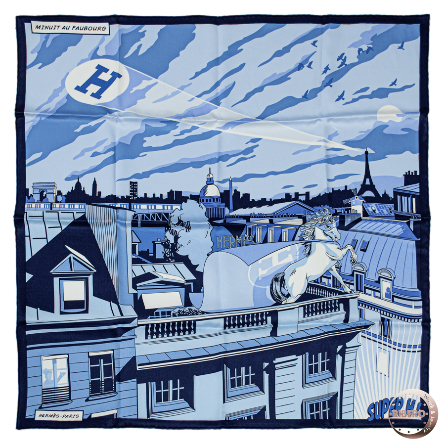 エルメス カレ70 Minuit au Faubourg ミッドナイト・フォーブル 982820S 15 スカーフ 2022SS