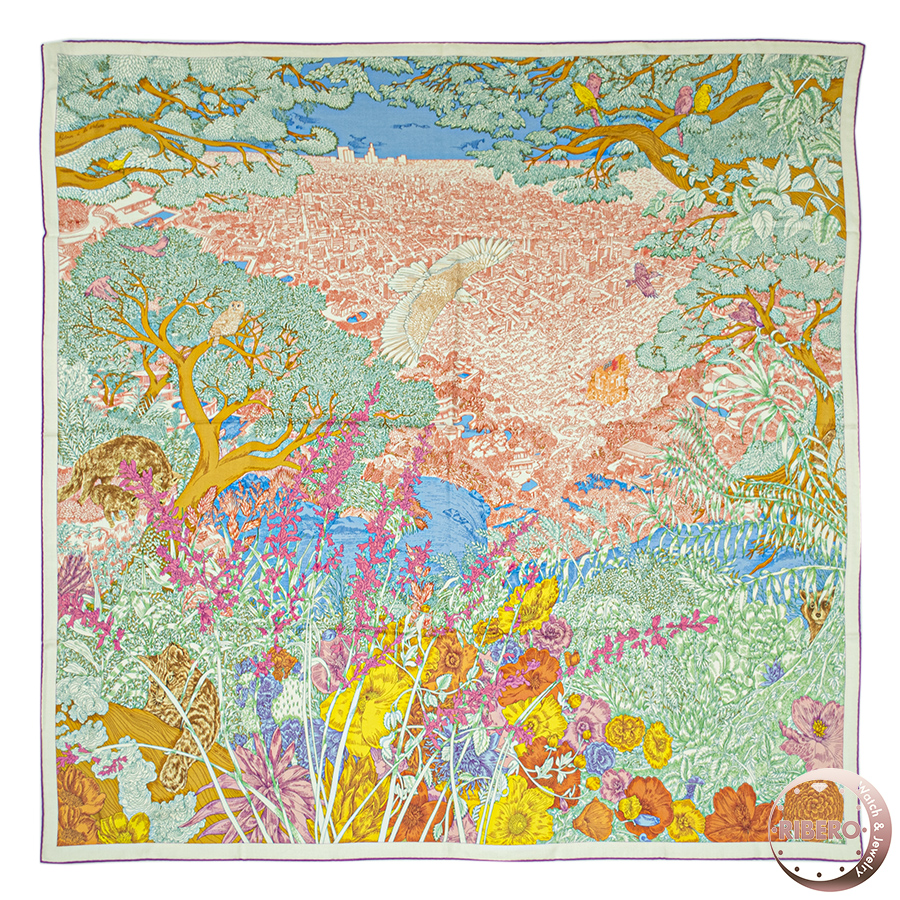 エルメス カレジェアン Retour a la Nature 自然回帰 243854S 01 スカーフ ストール ショール　カレ140　2023SS