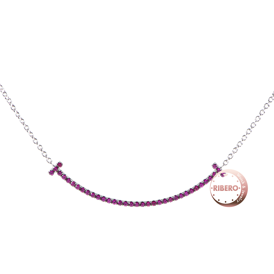 ティファニー Tスマイル ペンダント ピンクサファイア スモール ネックレス