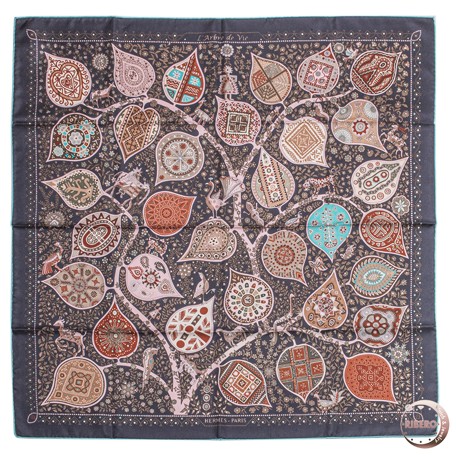 エルメス カレ90 L'ARBRE DE VIE 生命の木 062649S 05 スカーフ
