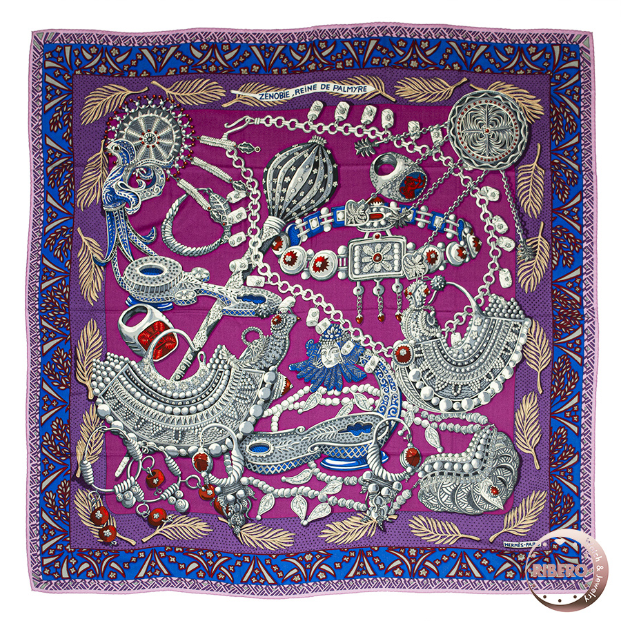 エルメス カレジェアン　Zenobie Reine de Palmyre パルミラの女王ゼノビア 242796S 12 スカーフ ショール ストール カレ140 カシシル